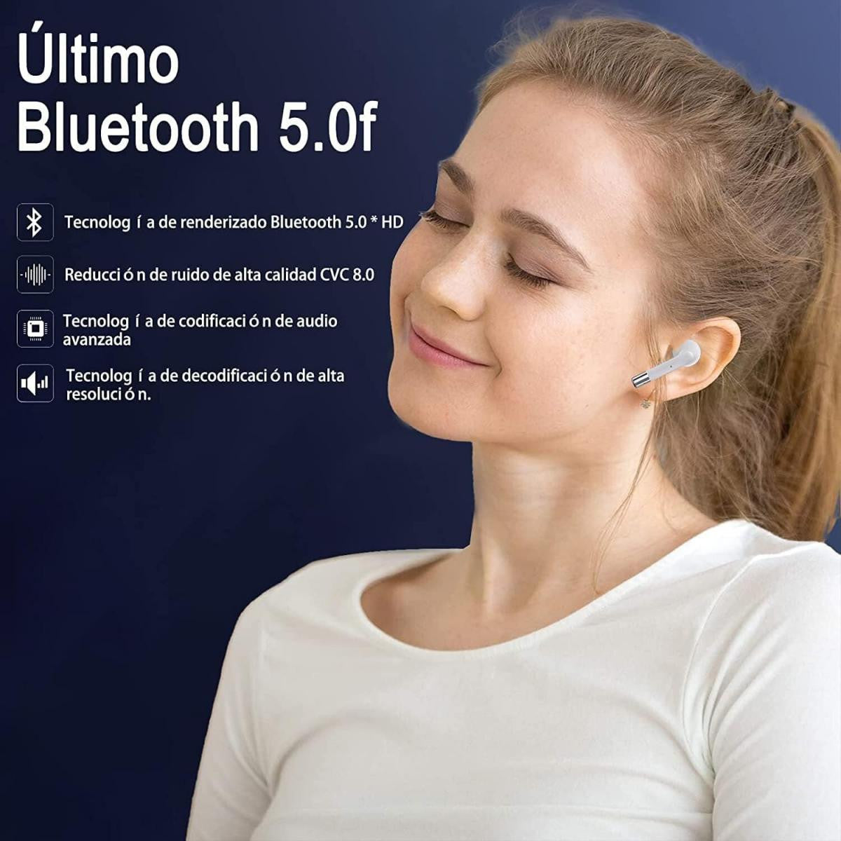 Auricular Bluetooth Kodak  Stereo y Manos Libres hasta 3.5 Horas de Autonomía - Blanco