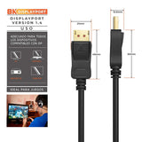 Cable Displayport v1.4 de | 8K@30hz | 5K@60hz | 4K@120hz  | Compatible Hdcp 2.2 | 3D y HDR Dinámico - De distintas medidas