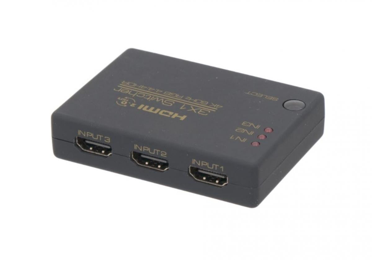 Switch/Conmutador HDMI 3X1 4K@60Hz HDCP2.2 - Negro