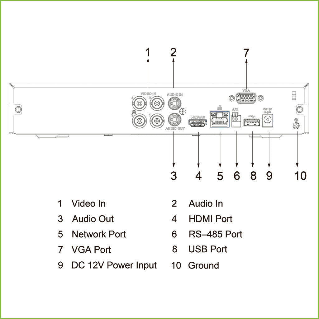 XVR de 4 canales de 4K@6ips + 4IP 8MP | 5EN1 H265 |1HDMI | 1HDD | AI - Negro