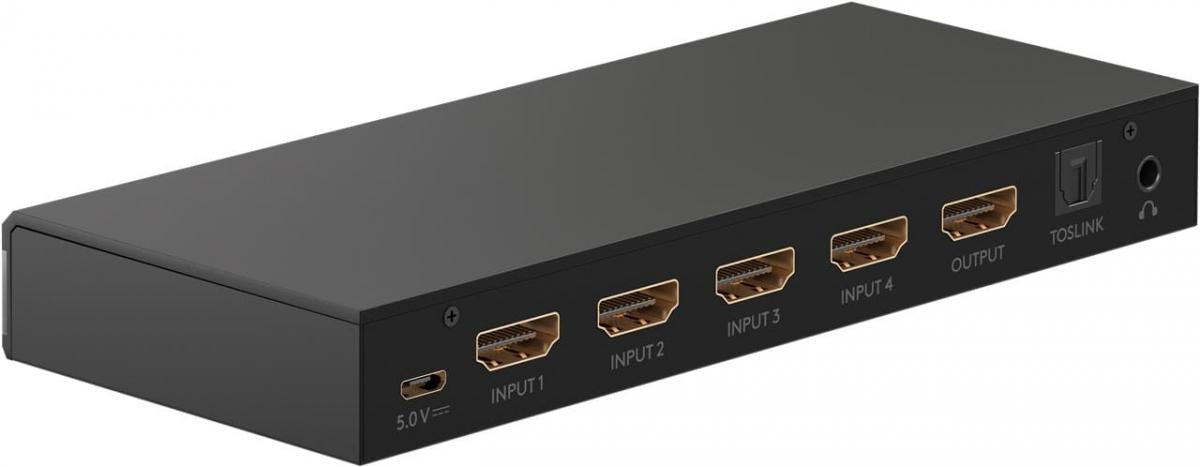 Switch/Conmutador HDMI™ 4 a 1 con salida de audio (4K a 60 Hz) - Negro