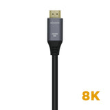 Cable HDMI V2.1 Ultra Alta Velocidad 8K@60Hz 48Gbps, A/M-A/M, Gris/Negro, 1m