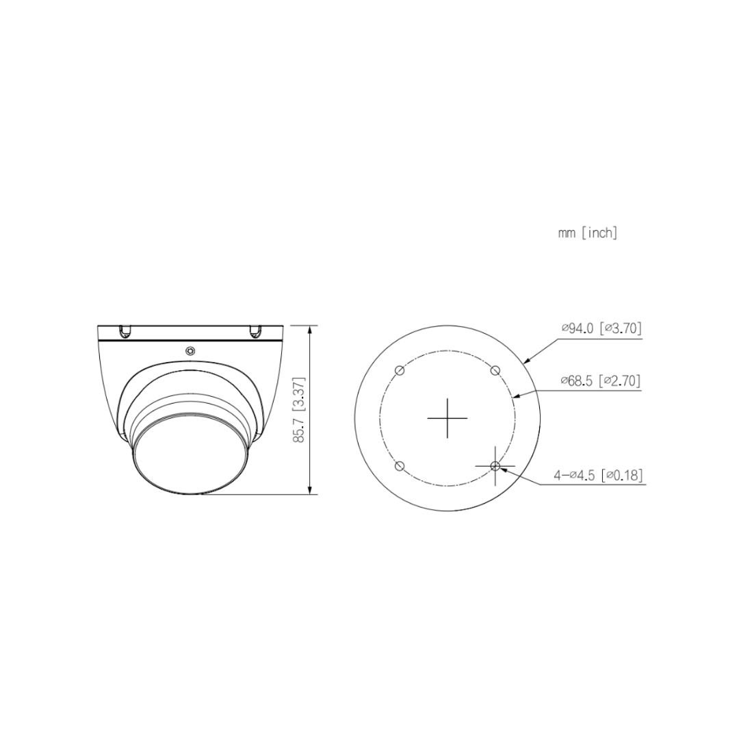 Domo HDCVI 4EN1 2M 1080P Iluminación Dual LED40m/IR40m 2.8mm IP67 MIC