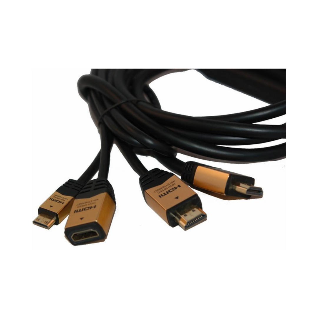 Conmutador en Cable 1 x Hdmi Macho + Mini +1 Hembraa Cables