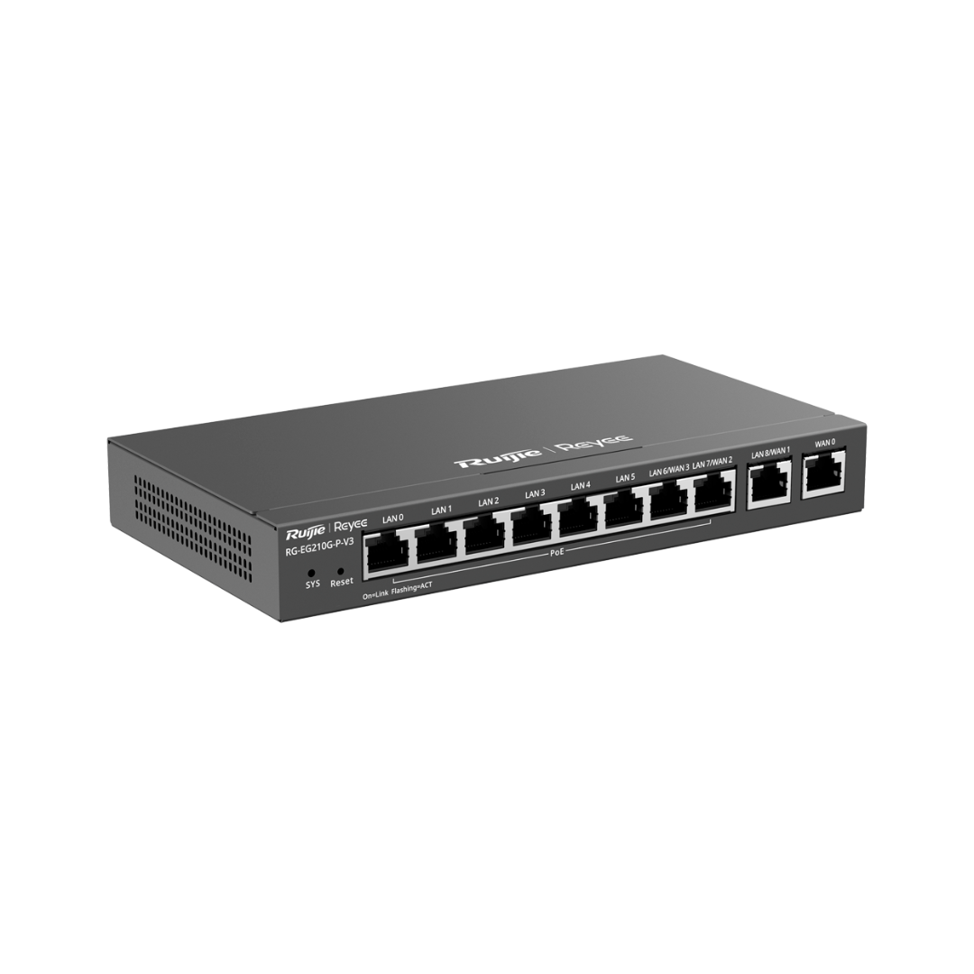 Reyee Router PoE Controlador Cloud 8 Puertos PoE+ RJ45 GE + 2 Puertos RJ45 GE 10 Puertos RJ45 10/100 /1000 Mbps