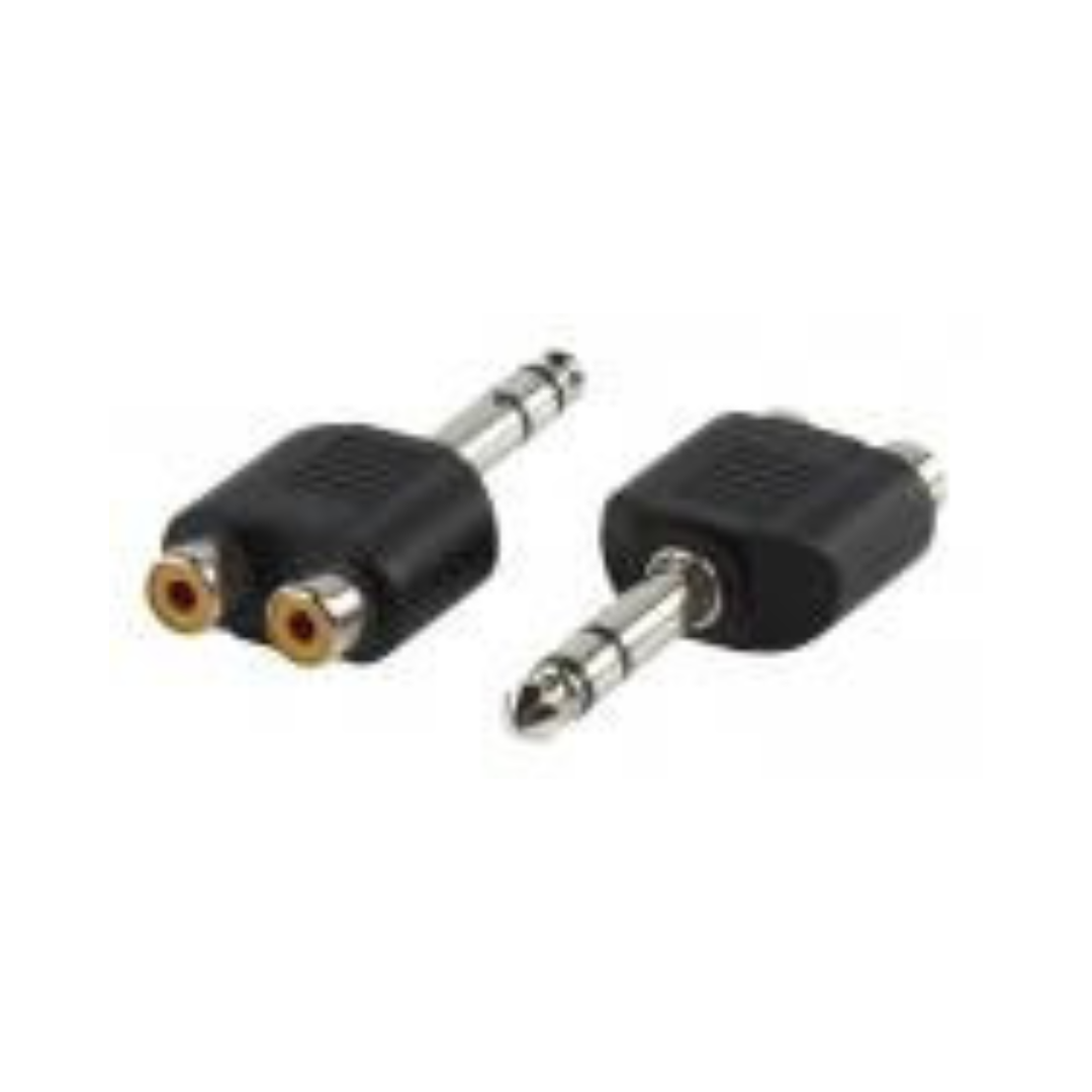 Conector Jack 6.35mm Estéreo Macho a 2 Rcas Hembra Adaptadores Audio