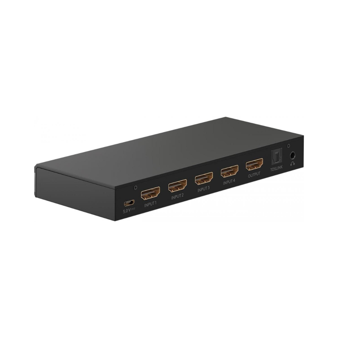 Switch/Conmutador HDMI™ 4 a 1 con salida de audio (4K a 60 Hz) - Negro