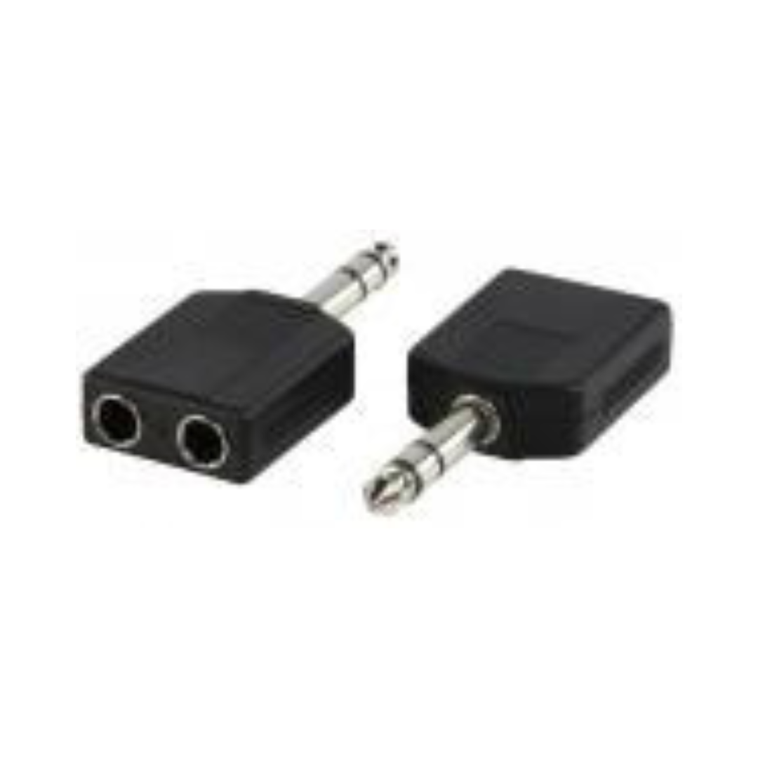 Conector Jack 6.35mm Estéreo Macho a 2 Jacks Hembra