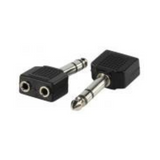 Conector Jack 6.35mm Estéreo Macho a 2 Mini Jacks 3.5mm Hembra