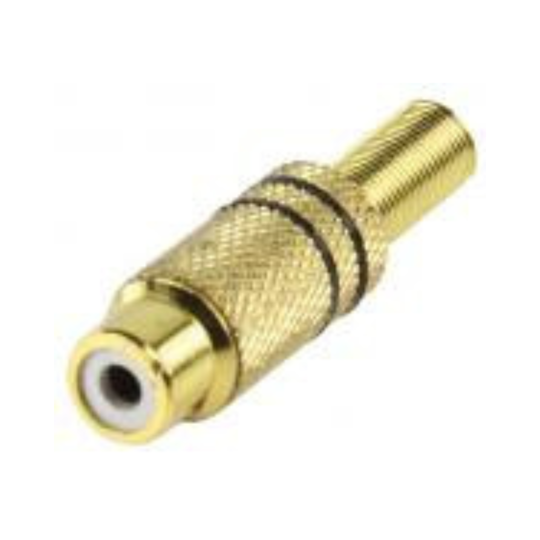 Conector Rca Hembra con Anillo Negro Para Soldar