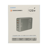 Cargador USB 120W (2x USB-A + 2x USB-C) - Universal con Entrada 100-240V