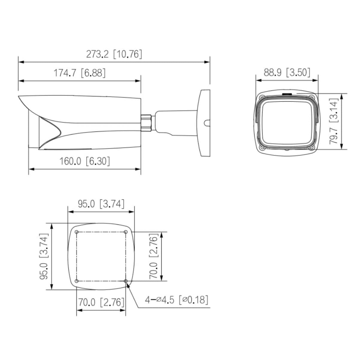 Cámara Tubular IP de 4MP ePoe AI | DN WDR140dB | Deeplight | IR60m |  2.7-12VFM |  IK10 | IP67 | SD AUDIO | E/S