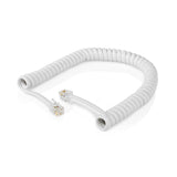 Cable Telefónico | RJ10 Macho | RJ10 Macho | 2.00 m | Diseño del cable: Enroscado | Tipo de cable: RJ10 | Blanco