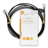 Cable Telefónico RJ11 Macho | RJ11 Macho | 2.00 m | Diseño del cable: Plano | Chapado en oro | Tipo de cable: RJ11 | Negro