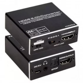 Extractor de audio HDMI 4K@60HZ audio analógico y digital - Negro