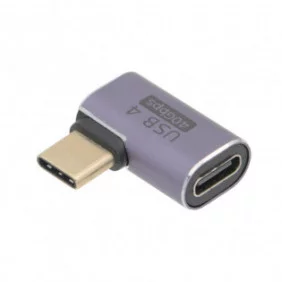 Adaptador USB-C macho / hembra de ángulo recto de 90 grados lateral plano | 40Gbps | 100W | 8K@60Hz