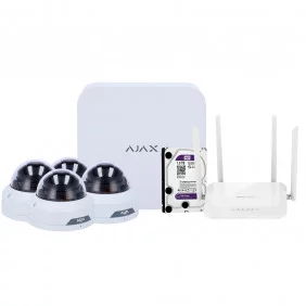 Kit de videovigilancia Ajax | 8 canales | 4 x cámara IP 2MP Uniview | Router 4 puertos | 1 TB | Integración por ONVIF