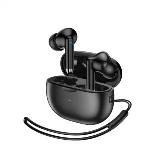 Auriculares inalámbricos TWS con cordón para auriculares y Bluetooth 5.3 - Negros